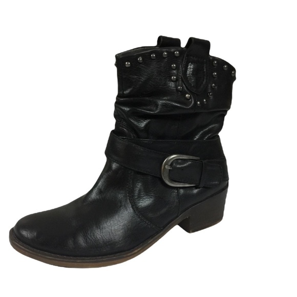 Bare Traps Black Vegan Leather Western Ankle Boots - Picture 1 of 7
